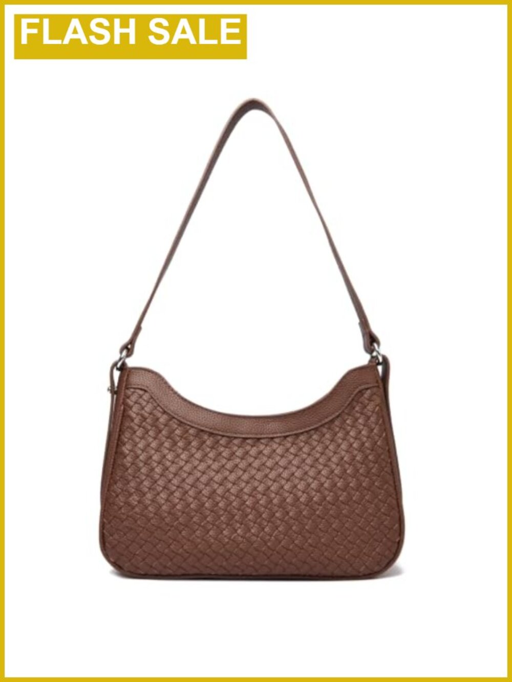 Faux Leather Woven Hobo Shoulder Bag, Compact Purse with Adjustable Strap